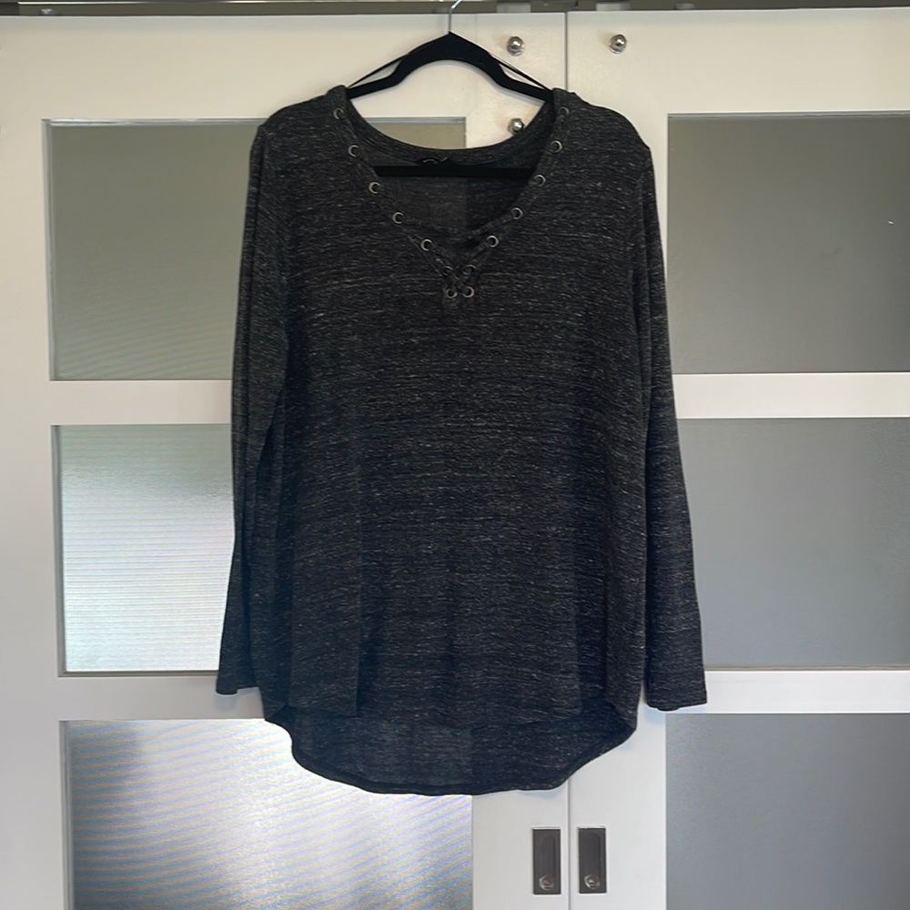 Dark Grey Long Sleeve Rock & Republic V Neck Shirt Size XL